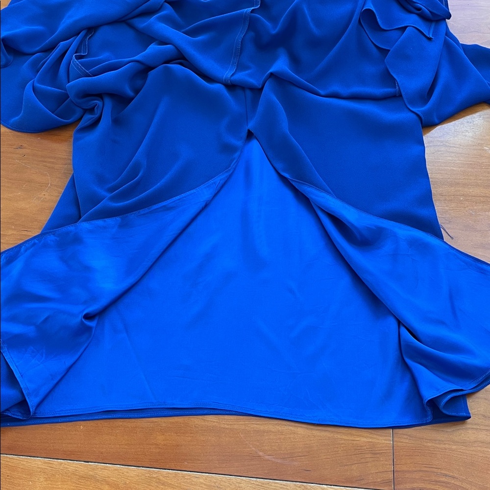 After Dark Vintage Long Sleeve Maxi Cape Dress, Royal Blue with Lace Detail 18WP - Picture 14 of 16